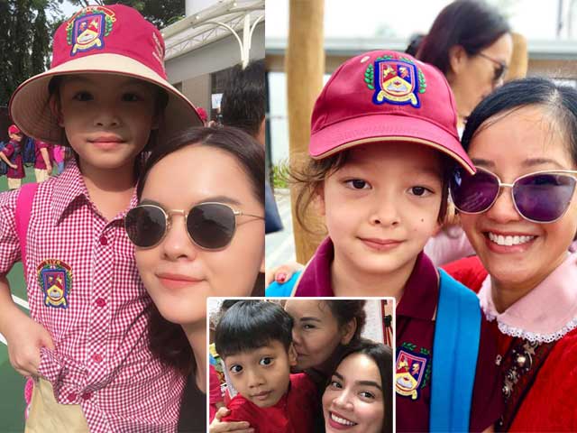 Ngày đầu đi học của con sao Việt: Hồ Ngọc Hà phi xe ôm đưa con tới trường