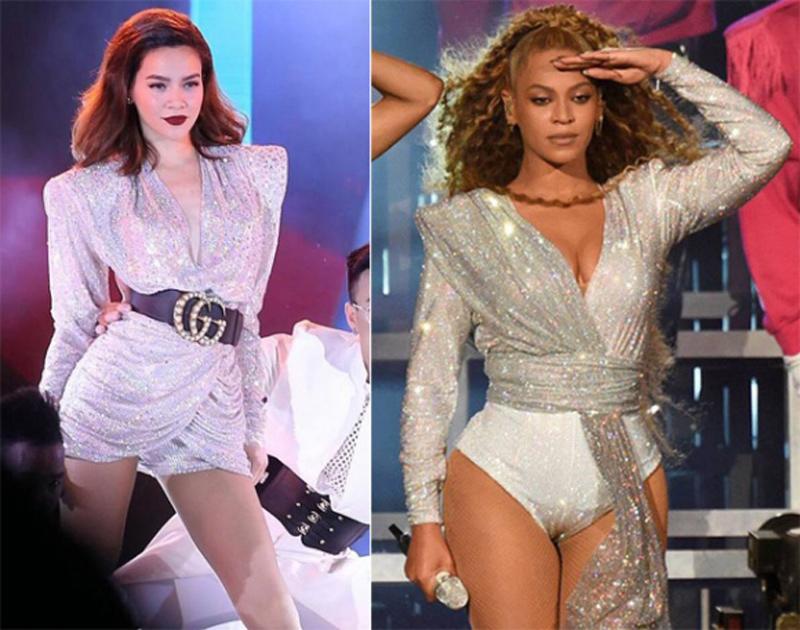 Trước đó, Hà Hồ cùng từng bị cho là nhái đồ diễn của Beyonce.
