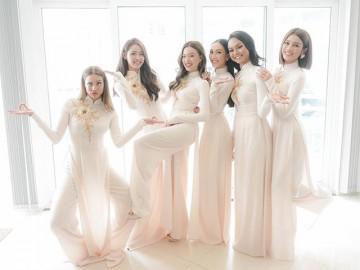 Đám hỏi Lan Khuê: Dàn phù dâu toàn chân dài đình đám, mặc áo dài trắng tuyệt xinh