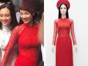 Thời trang - Ngạc nhiên khi Nhã Phương chọn áo dài ren đỏ hết sức đơn giản trong ngày về nhà chồng