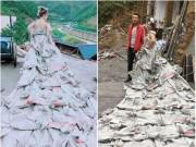 Clip Eva - Cận cảnh váy cưới "sang chảnh" may từ 40 bao xi măng
