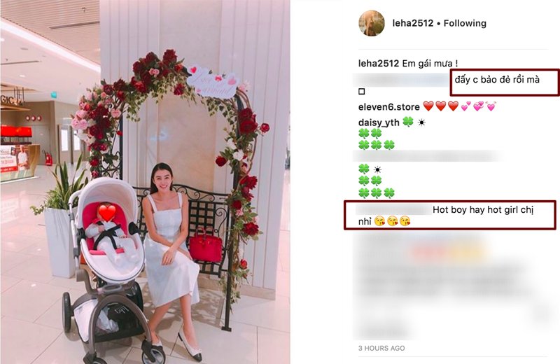 Tháng 8/2018, người đẹp The Face bất ngờ đăng tải hình ảnh chụp cùng một em bé được che mặt kỹ càng khiến nhiều người suy đoán việc cô đã sinh con. 
