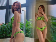 Thời trang - Diện bikini xanh mát, dân mạng hoa mắt với vòng ba 95cm của "hot girl bị tố giật chồng"