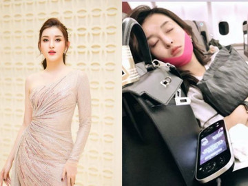 Huyền My lên máy bay vẫn mang theo bảo bối thần kỳ này để có gương mặt chuẩn V-line