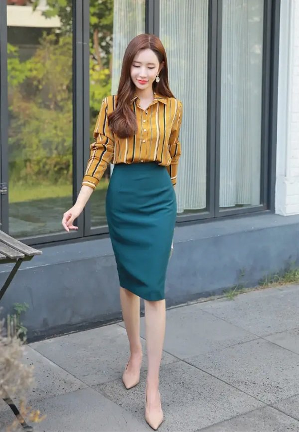 Sét đồ nữ áo sơ mi lụa phối chân váy dài kaki thiết kế thanh lịch thích hợp  mặc đi làm đi chơi đi làm | Shopee Việt Nam