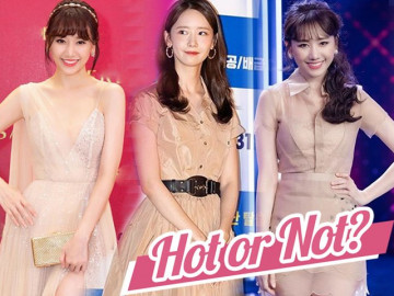 Cùng chọn tông màu nude, Hari Won đẹp xuất thần, YoonA rơi top sao xấu vì chất liệu nhăn nhúm