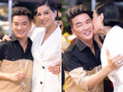 Sao Việt - Siêu mẫu Vũ Cẩm Nhung thân thiết, hôn má Đàm Vĩnh Hưng giữa sự kiện