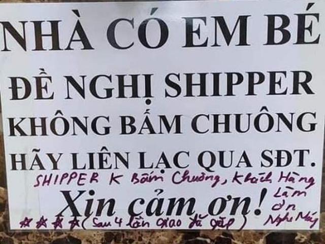 Không muốn shipper bấm chuông vì sợ phiền con, nào ngờ gặp giao hàng có tâm để lời nhắn hài