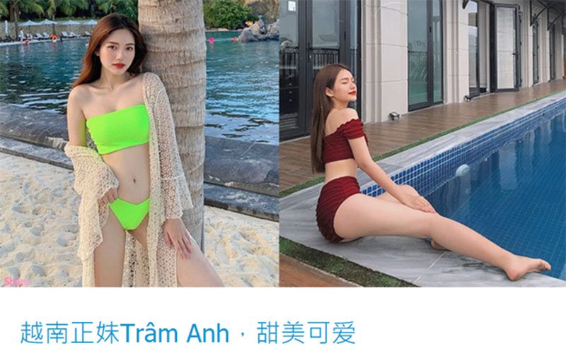 Trâm Anh đã xuất hiện trên một loạt trang tin cũng như diễn đàn dành cho giới trẻ của Trung Quốc. Những loạt hình của nữ sinh Việt này khiến netizen đại lục nức nở vì body gợi cảm trong những set bikini rực rỡ. 
