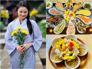 Bếp Eva - Diễn viên "Hoa hồng trên ngực trái" khoe mâm cúng Rằm cực đẹp, Vân Dung liền khen "khéo nhất năm"