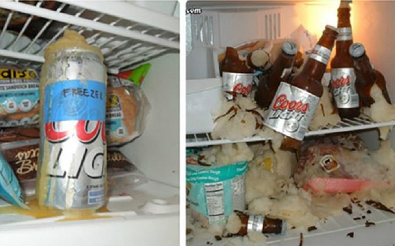 Không nên đặt những chai, lọ không được thiết kế chuyên dành cho tủ lạnh, vì nó có thể bị nứt và vỡ gây thương tích. 
