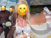 Tin tức - Cô dâu mặc bikini khiến khách mời náo loạn, nhìn chiếc bánh cưới còn "nguy hiểm" hơn nữa