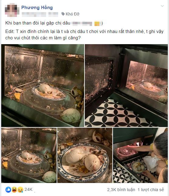 Em chồng than đói, chị dâu nhiệt tình cho trứng vào lò vi sóng và thành quả hết hồn - 1