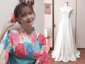 Cô dâu Việt ở Nhật trổ tài tự may váy cưới, thành quả khiến ai cũng phải kinh ngạc