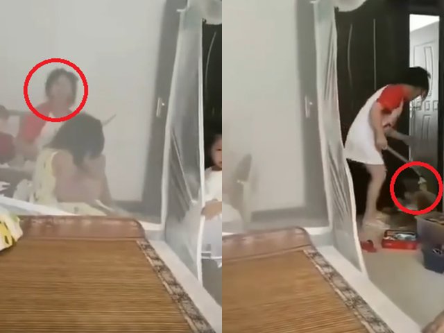 phan no nguoi me dung gay danh con nhu dong vat, bo than nhien ngoi noi: "danh nua di" - 1