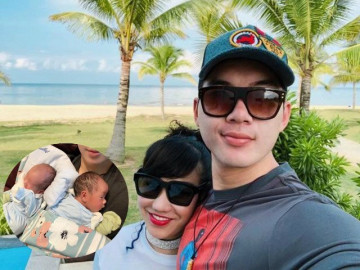 Trương Nam Thành và vợ đại gia công khai diện mạo, tên của 2 con trai nhân ngày đầy tháng