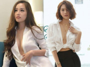 Thời trang - Áo sơmi trắng vốn thanh lịch và kín đáo, qua tay mỹ nhân Việt liền hóa sexy đến "nhức mắt"