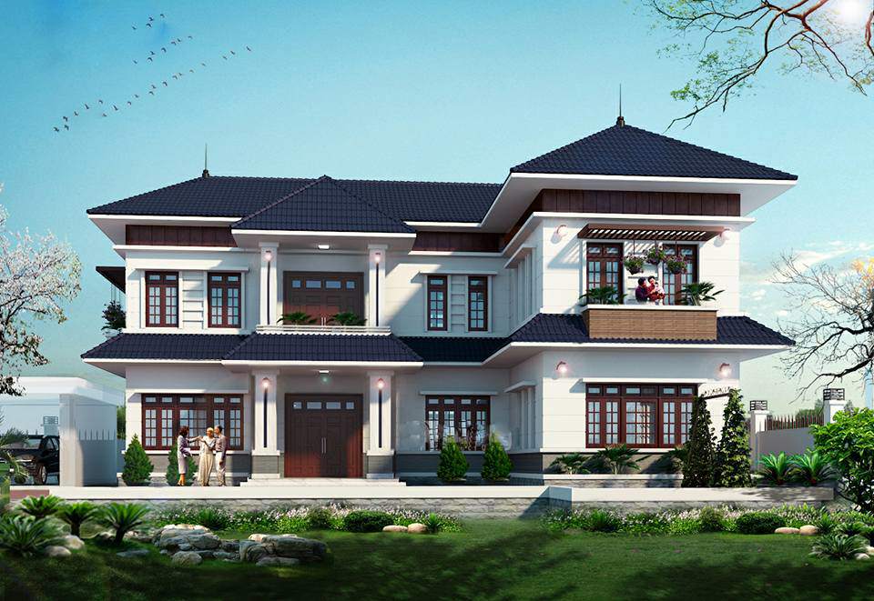 15 mẫu nhà 2 tầng chữ L 100m2 thoải mái cho gia đình đông người