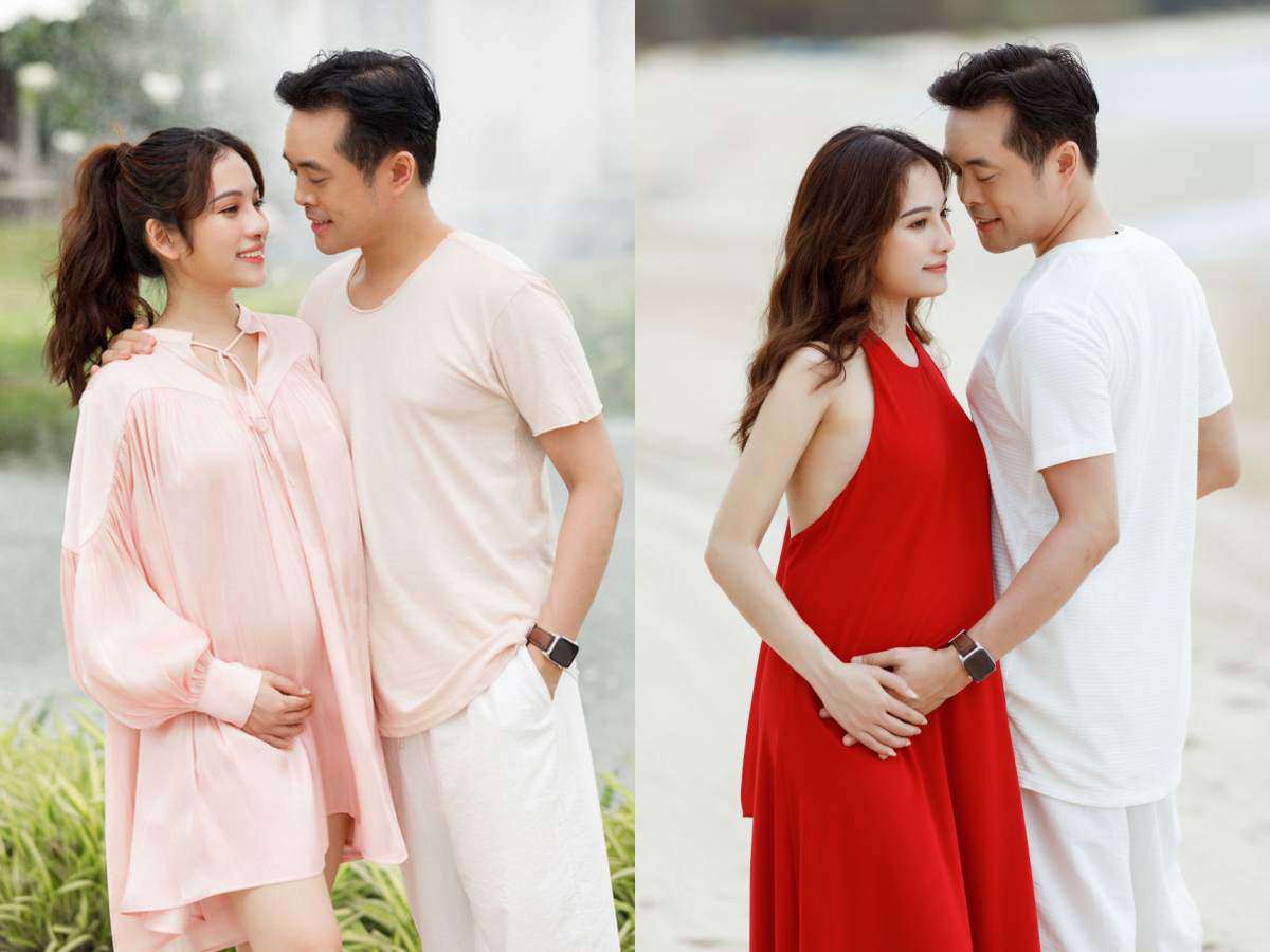 Vợ kém 13 tuổi của Dương Khắc Linh tung ảnh bầu ngọt như kẹo, bụng đã to như sắp sinh - 1