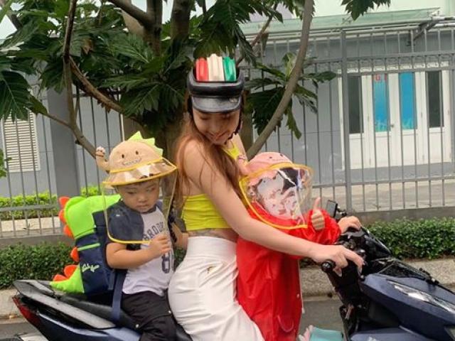 Hải Băng chở con 2 tuổi hớ hênh trên xe máy, dân mạng thót tim vì nguy hiểm