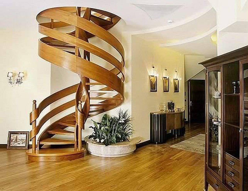 Các kiểu cầu thang gỗ đẹp và hiện đại, nhà có tiền phải làm ngay - 11