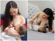 Bà bầu - Mỹ nhân Việt lộ ngực trần khi cho con bú, có người vạch áo ngay trong thang máy