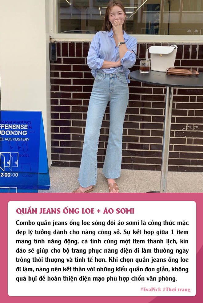 dien quan jeans ong loe de keo chan, chi em can phoi dung ao de co ve ngoai sang xin - 3