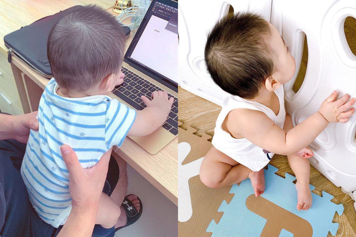 Con trai 8 tháng tuổi của Lan Khuê chụp góc nghiêng nào cũng amp;#34;cùng một khuônamp;#34; với bố - 4