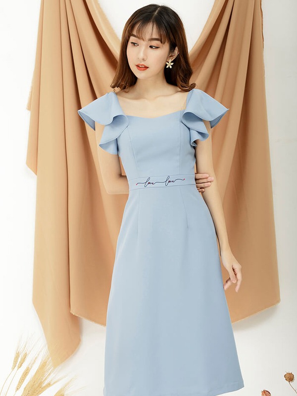 váy ngắn denim kích thước lớn Túi màu trơn Màu xanh lam Giải trí | SHEIN