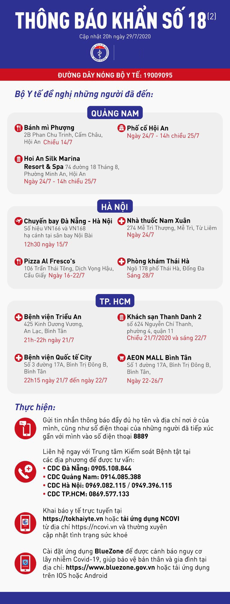 Khẩn: Ai từng đến các địa điểm này tại Hà Nội, TP.HCM cần nhanh chóng khai báo y tế - 1