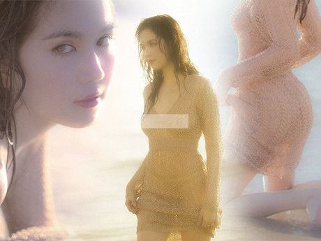 Ngọc Trinh lại chơi trội: mặc váy len xuống biển chụp hình nhưng quên luôn nội y ngực