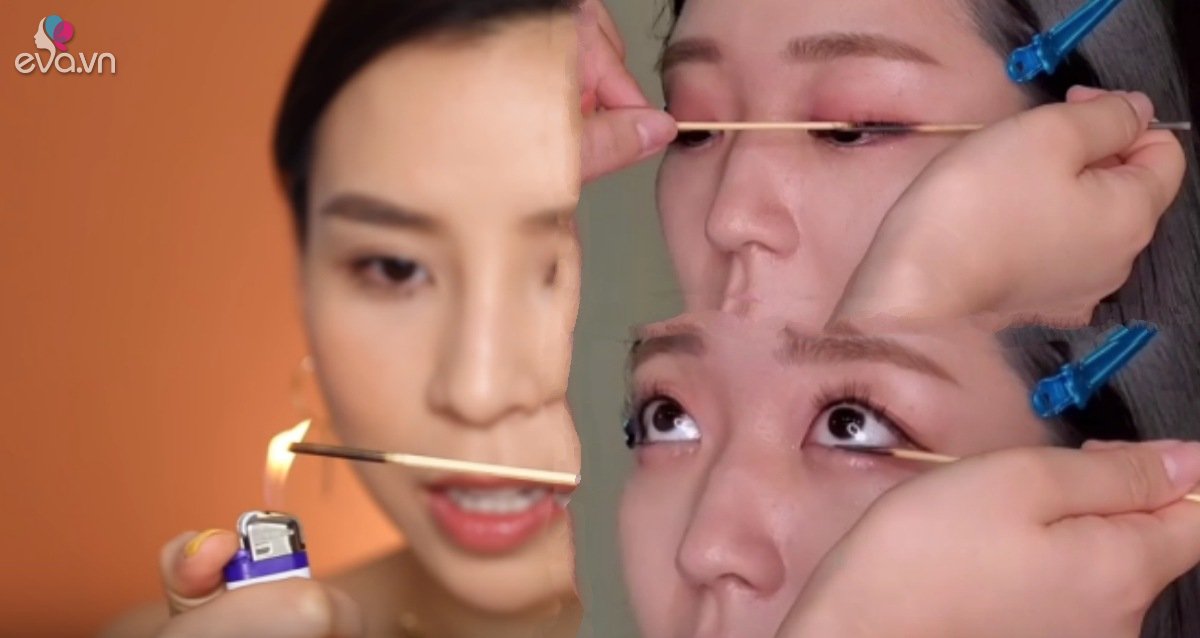 Uốn mi bằng hai cây tăm cháy đen, cô nàng làm dân mạng đứng tim