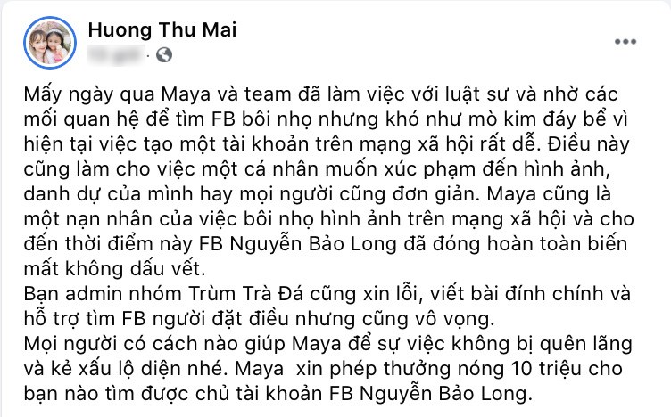 Maya treo giải 10 triệu tìm kẻ bôi nhọ, dùng ảnh cô và con gái minh họa chuyện tục tĩu - 2