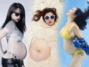 Làm đẹp - Muôn vàn cách khoe dáng kỉ niệm bầu bì của sao Việt: người chụp trong cát, người bơi dưới nước