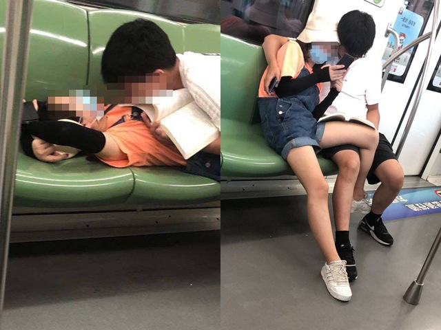 Cặp học sinh ngả ngớn trên tàu, hết ôm ngực lại sờ soạng đùi gây bức xúc