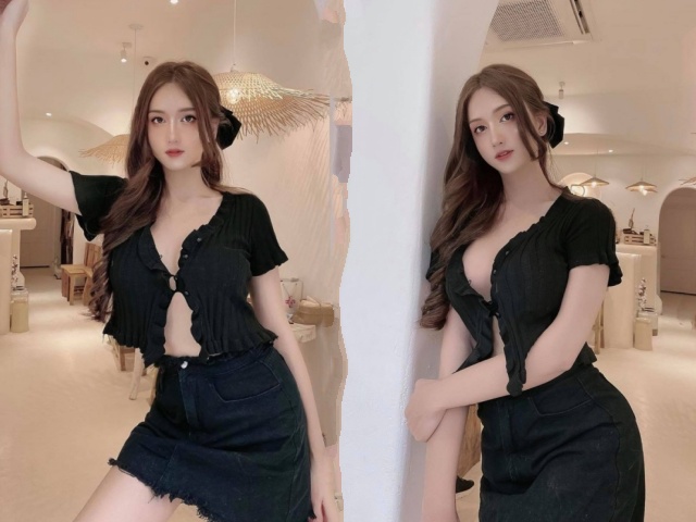 Hot girl siêu vòng một mặc áo chỉ buộc một sợi dây, dân mạng đứng tim sợ dây áo tuột