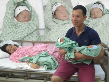 Cố 8 năm mới có con, mẹ Hải Dương đẻ 1 lần được 3 con, nặng tổng 7,5kg