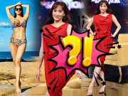 Thời trang - Diện bikini body chuẩn đồng hồ cát, Khánh Thi chọn nhầm trang phục dìm dáng hóa thẳng đuột