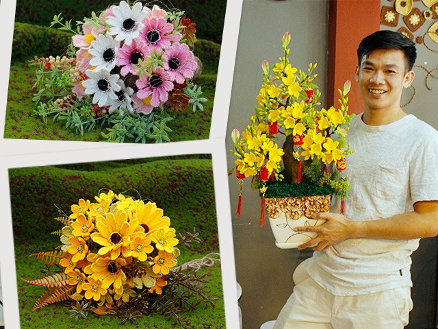 Chàng trai Bến Tre chi 25 nghìn đồng cắm hoa đầy màu sắc, biết chất liệu mới ngỡ ngàng