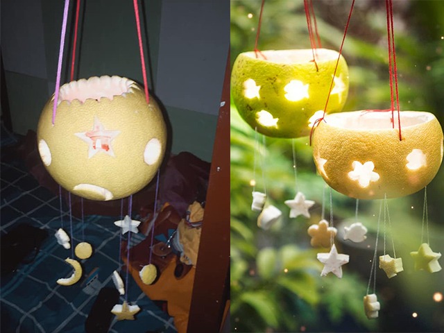 Đèn lồng vỏ bưởi một lần khoe vạn người thích, nhiều mẹ rần rần làm cho con chơi