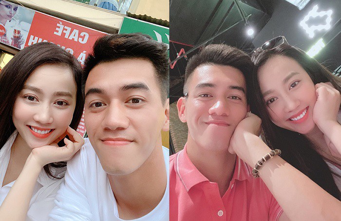 Tiến Linh và Huỳnh Hồng Loan thường chụp ảnh selfie tình tứ cùng nhau khi mới hẹn hò.