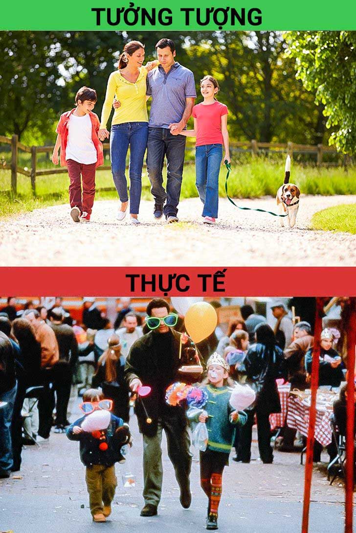 Những buổi chiều cả gia đình cùng nhau thong dong đi dạo... trong tưởng tượng và thực tế.