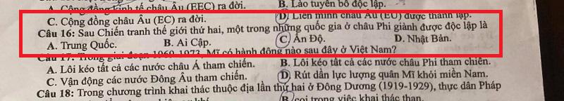 Câu hỏi Lịch Sử gây khó cho thí sinh trong kỳ thi tốt nghiệp THPT 2021.