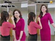 Giải trí - Lộ chiều cao "khủng long" của MC VTV Mai Ngọc qua đoạn video hậu trường, phải cúi khom lưng