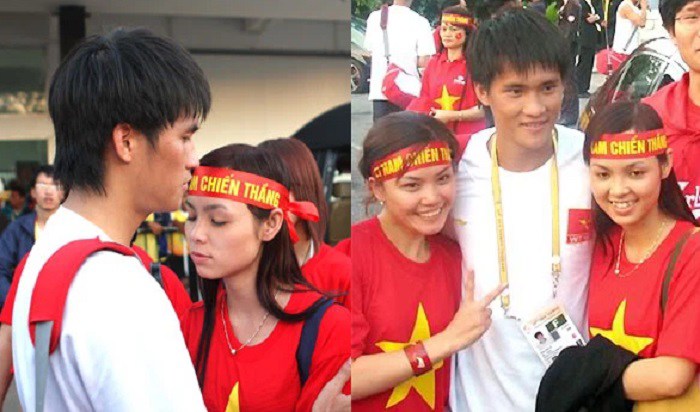 Công Vinh công khai chuyện yêu Thùy Dung khi cô sang Thái Lan cổ vũ anh thi đấu năm 2007.