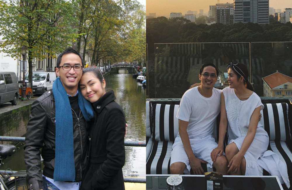 Từ lúc mới bắt đầu hẹn hò cho đến khi đã lên chức bố mẹ, Louis Nguyễn vẫn giữ thói quen ôm eo hoặc nắm tay vợ khi chụp ảnh chung.