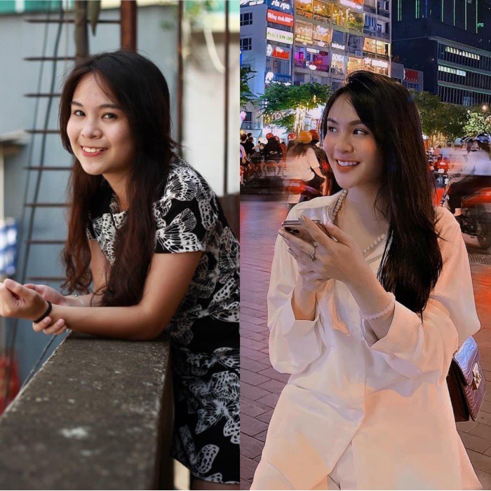 Cùng 1 góc chụp nghiêng, nhưng năm xưa có cố làm đỏm và tạo dáng đến mấy cũng không thể bằng hiện tại sau khi đã chỉnh răng. Gương mặt của cô nàng cũng theo đó thon gọn hơn hẳn.