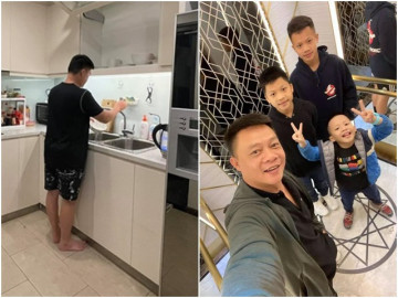 Đi làm thì thôi , chứ về nhà BTV đông con nhất VTV Quang Minh nể vợ, cần mẫn chăm con