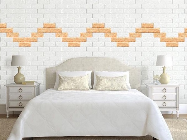 Nếu bạn không thích xốp dán tường một màu đơn điệu, bạn có thể phối một hoặc nhiều gam màu khác nhau để tạo điểm nhấn cho phòng ngủ