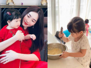 Giải trí - Con gái 3 tuổi xinh xắn của Đặng Thu Thảo hì hục làm bánh, nhìn thành quả "cưng muốn xỉu"